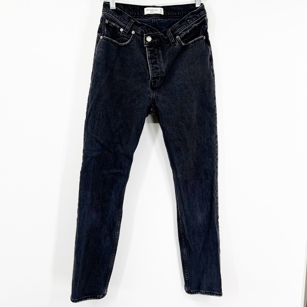 Abercrombie & Fitch The Dad Jeans High Rise Black Button Fly